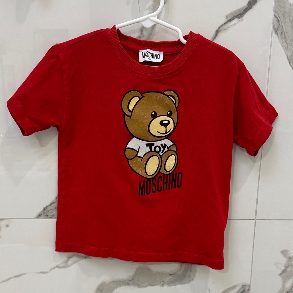 Moschino Red Tee with Brown Teddy Bear Size 5